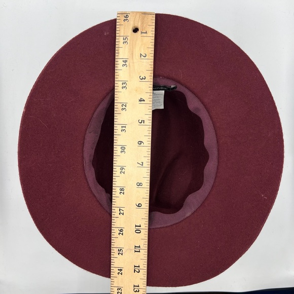 Banana Republic Burgundy Wool Fedora Winter Brim Hat Classic - Picture 11 of 12